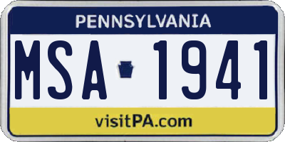 PA license plate MSA1941