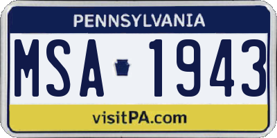 PA license plate MSA1943