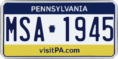 PA license plate MSA1945