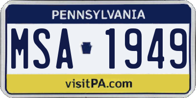 PA license plate MSA1949