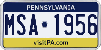 PA license plate MSA1956