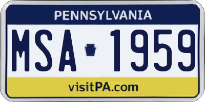 PA license plate MSA1959