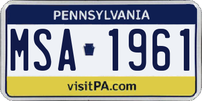 PA license plate MSA1961