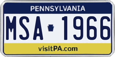 PA license plate MSA1966