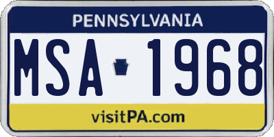 PA license plate MSA1968
