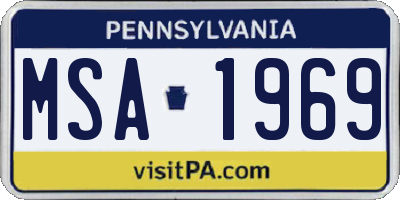 PA license plate MSA1969