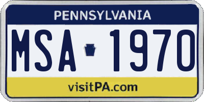 PA license plate MSA1970