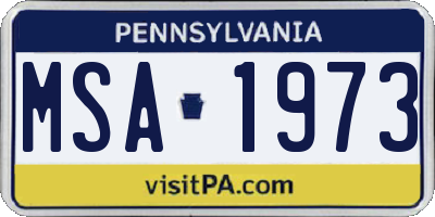 PA license plate MSA1973