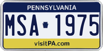 PA license plate MSA1975