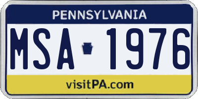 PA license plate MSA1976