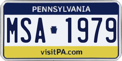 PA license plate MSA1979