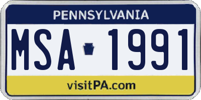 PA license plate MSA1991