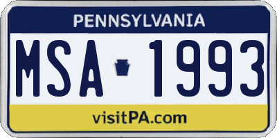 PA license plate MSA1993