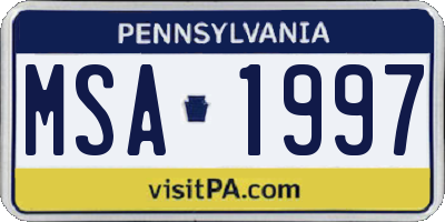 PA license plate MSA1997