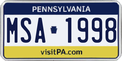 PA license plate MSA1998