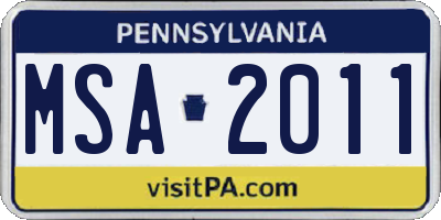 PA license plate MSA2011