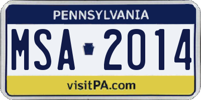 PA license plate MSA2014