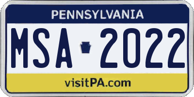 PA license plate MSA2022
