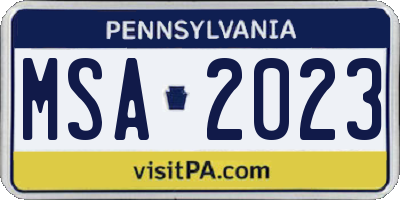 PA license plate MSA2023