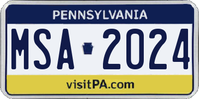 PA license plate MSA2024