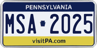 PA license plate MSA2025