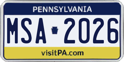 PA license plate MSA2026