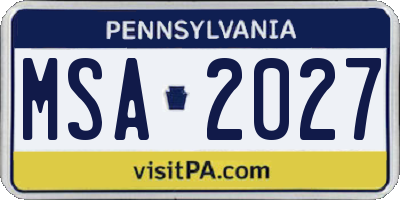 PA license plate MSA2027