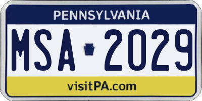 PA license plate MSA2029