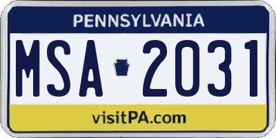 PA license plate MSA2031