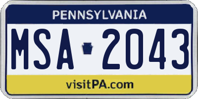 PA license plate MSA2043