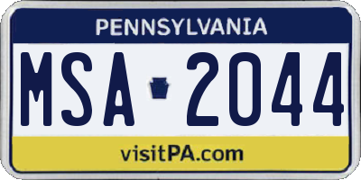 PA license plate MSA2044