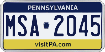 PA license plate MSA2045