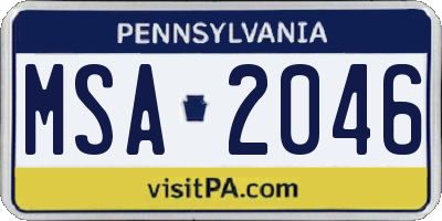 PA license plate MSA2046