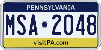 PA license plate MSA2048