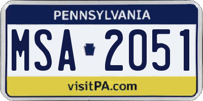 PA license plate MSA2051
