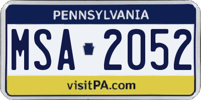 PA license plate MSA2052
