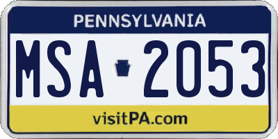 PA license plate MSA2053
