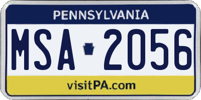 PA license plate MSA2056