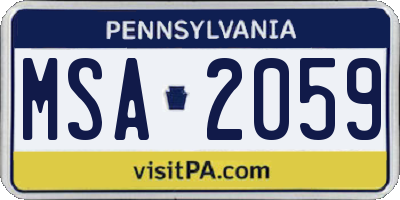 PA license plate MSA2059