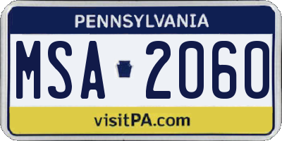 PA license plate MSA2060