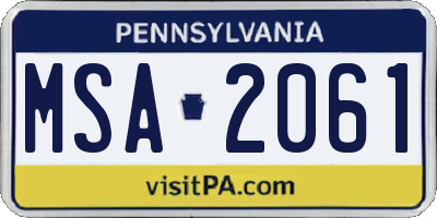 PA license plate MSA2061