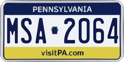 PA license plate MSA2064
