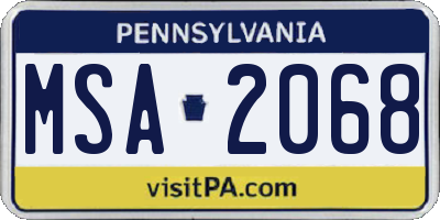 PA license plate MSA2068