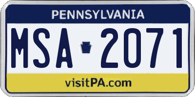 PA license plate MSA2071