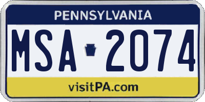 PA license plate MSA2074