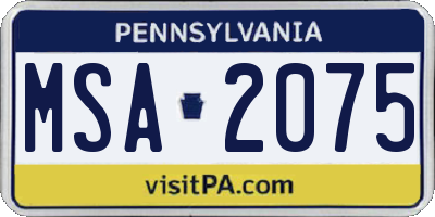 PA license plate MSA2075