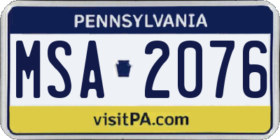 PA license plate MSA2076