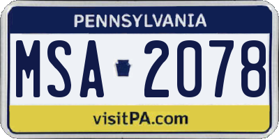 PA license plate MSA2078