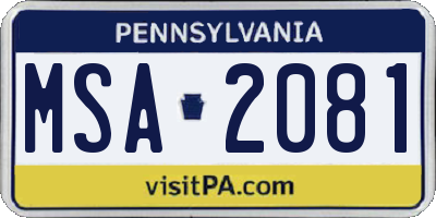 PA license plate MSA2081