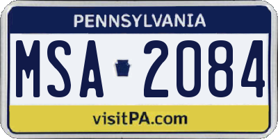PA license plate MSA2084